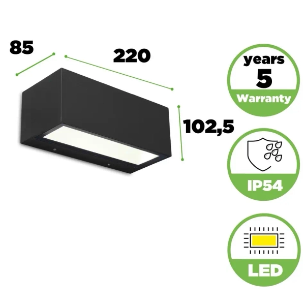 Elewacyjna LAMPA ścienna GEMINI 5189112012 Lutec prostokątna OPRAWA kinkiet LED 20W 3000K metalowy IP54 czarny