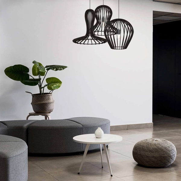 Wisząca lampa sypialniana Octo 5017 drewniana ekologiczny nad stół beżowy