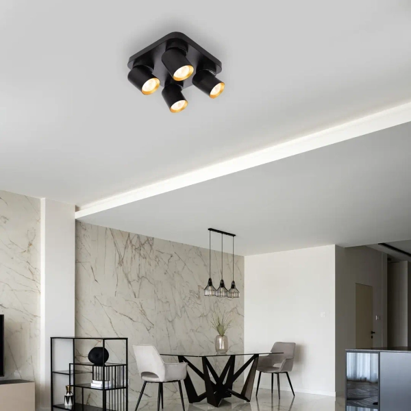 Obrotowa lampa na podsufitce ANDY ML9941 do biura czarno złoty