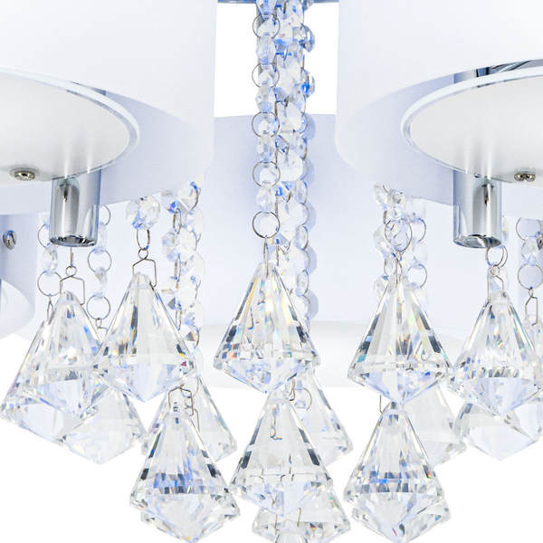 LAMPA sufitowa DRS8006/5 8C LED 300W Elem metalowa OPRAWA z pilotem crystal glamour chrom biała