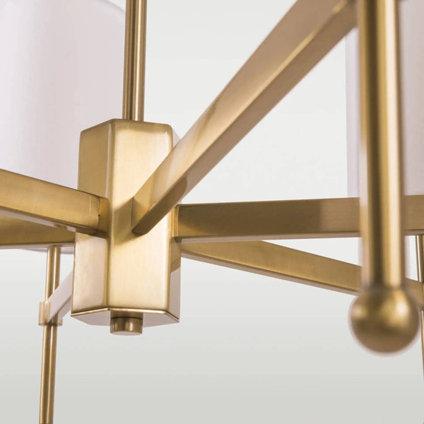 Modernistyczna LAMPA wisząca DENVER P06970BR-WH Cosmolight abażurowy żyrandol na łańcuchu złoty