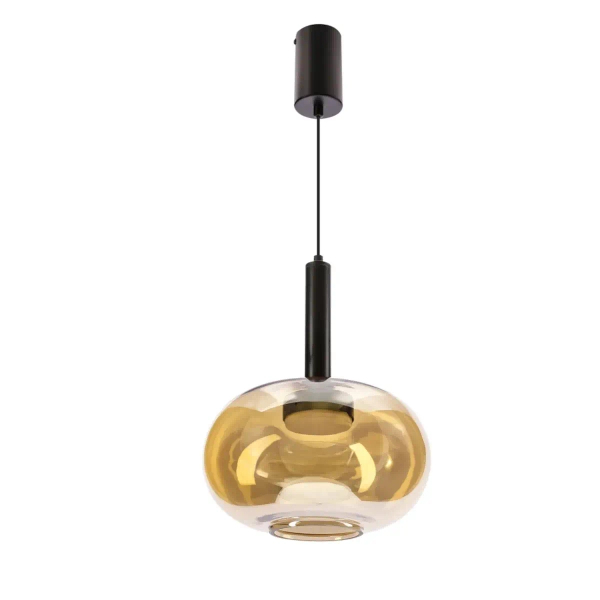 Szklana wisząca lampa BUENO złota czarna 31-50465 1xGx53 owalna nad stół