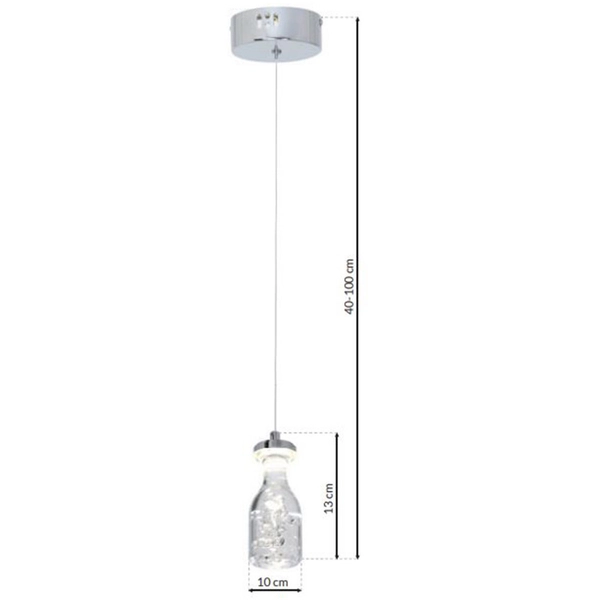 LAMPA wisząca BOTTLE ML431 Milagro zwis OPRAWA LED 5W 4000K butelka bottle chrom przezroczysta