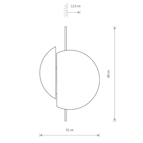 Nowoczesna lampa ścienna Sunset 7654 okrągły kinkiet czarny drewno