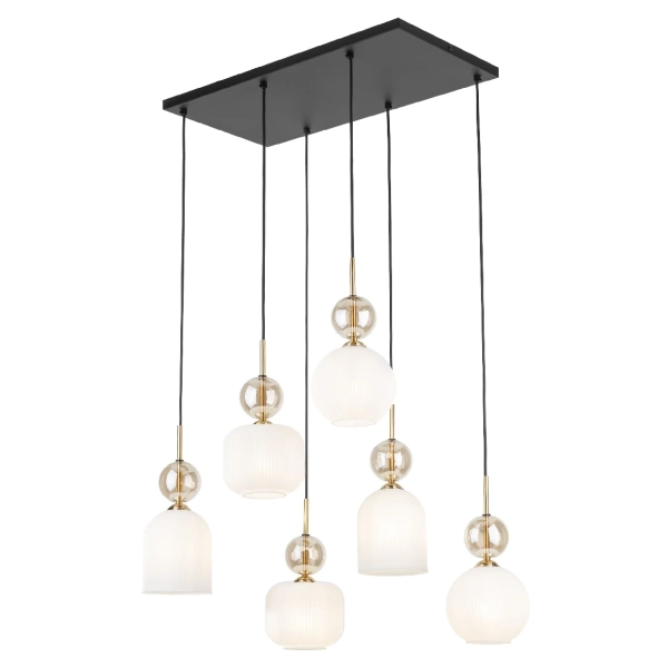 Nowoczesna wisząca lampa Sophia Cognac do salonu biały czarny
