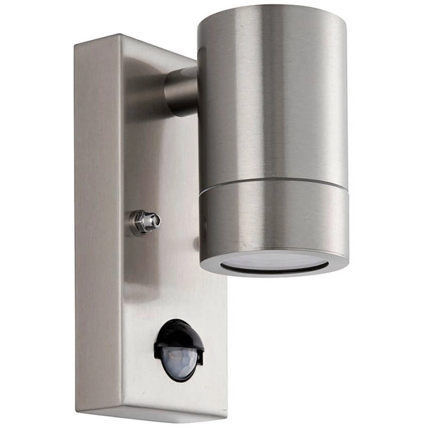 Lampa na elewację z czujnikiem ruchu Palin PIR 101351 tuba IP65 srebrna