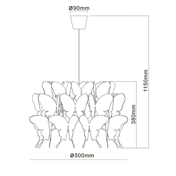 Dziecięca lampa wisząca Farfalla LP-3439/1P blue motyle niebieski