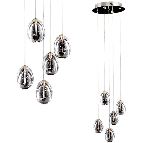 Wisząca LAMPA loft HUELTO PND-22112132-5A-CR Italux kaskada OPRAWA szklana ZWIS LED 24W 3000K kulisty glamour chrom