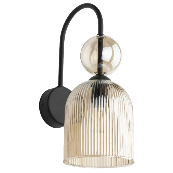 Ścienna lampa szklana Sophia Cognac 11140 ryflowana kula koniak