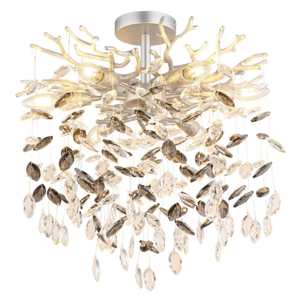 Sufitowa lampa glamour Queena 64138DS kryształowa srebrna