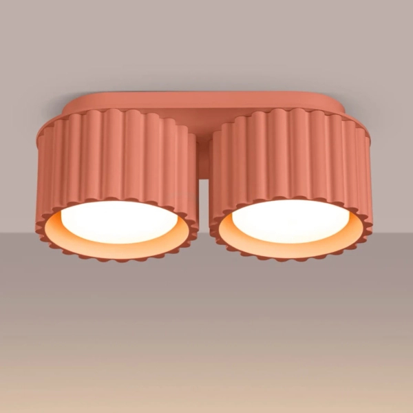 Podwójna lampa sufitowa AURA SL.1828 ryflowana brzoskwiniowa 2xGx53