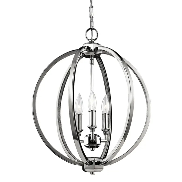 LAMPA wisząca Corinne FE-CORINNE-3P-M Elstead FEISS pałacowa OPRAWA metalowy ZWIS na łańcuchu świecznikowy nikiel