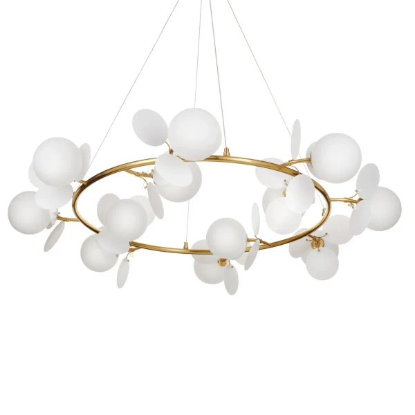 Żyrandol glamour CHIC ST-DL-2969 pierścień do salonu biały złoty