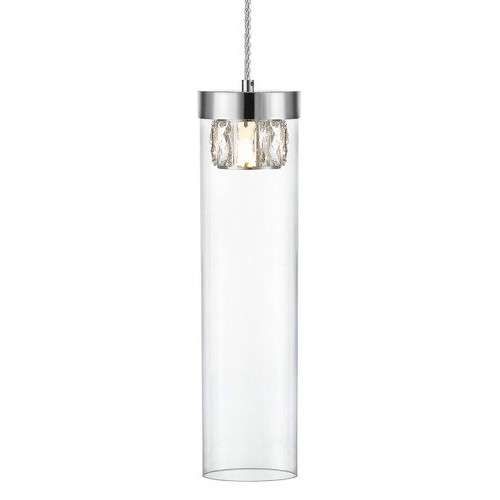 Wisząca lampa GEM P0389-01D-F4AC tuba szklana chrom przezroczysty