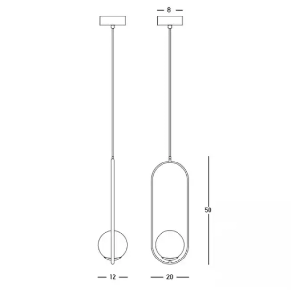 Wisząca lampa do salonu 23135 kula szklana złoty biały