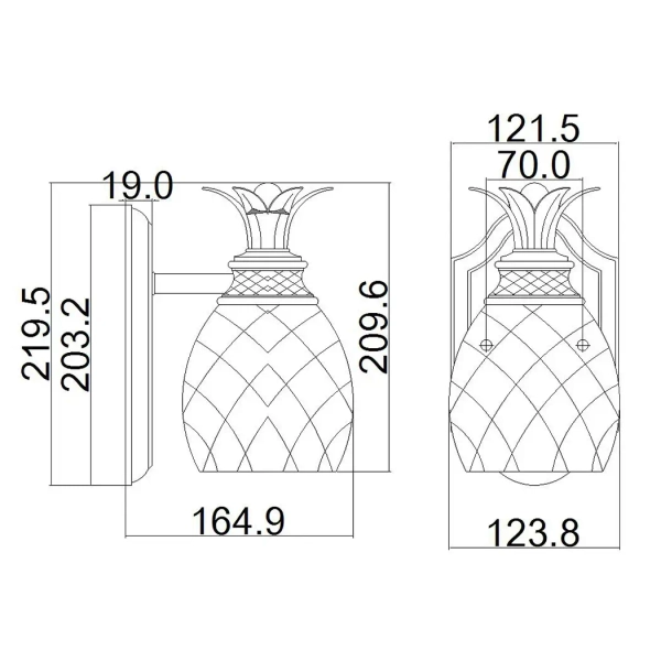 Kinkiet LAMPA ścienna Plantation HK-PLANT-BATH-PL Elstead Hinkley łazienkowa OPRAWA szklany ananas IP44 nikiel