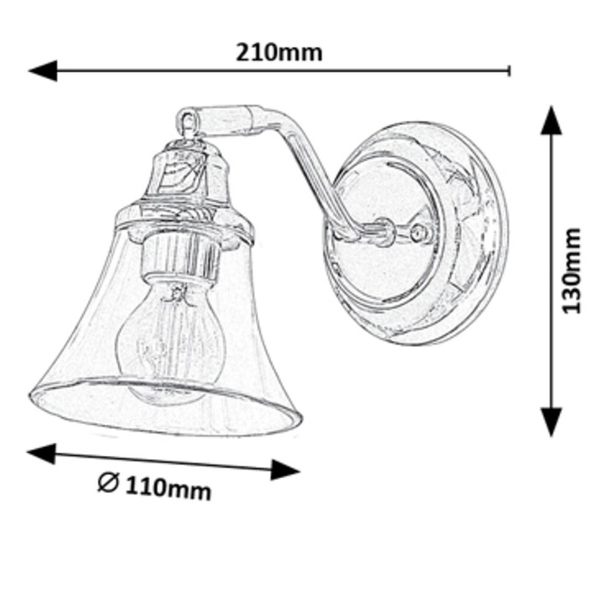 Szklana lampa ścienna Antoine industrial kinkiet do łazienki chrom