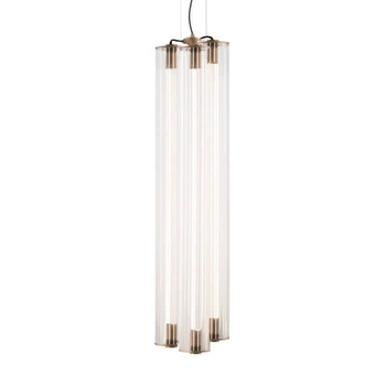 Potrójna wisząca lampa Merezi 3 5218 LED 90W 3000K szklany mosiądz patyna