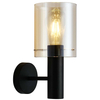 Skandynawska LAMPA ścienna SARDO WL-5581-1A-BK+AMB Italux szklana OPRAWA loftowy KINKIET tuba okrągła bursztynowa czarna