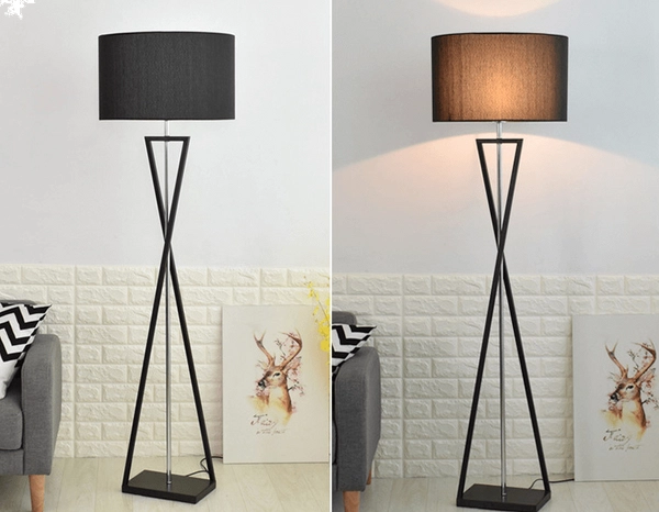 LAMPA podłogowa SANDGLASS FSG-B-E27 Abigali stojąca OPRAWA abażurowa czarna