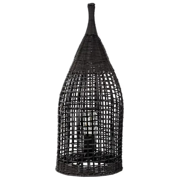 Rustykalna lampa stojąca ALDENZO LE45388 ratanowa czarna
