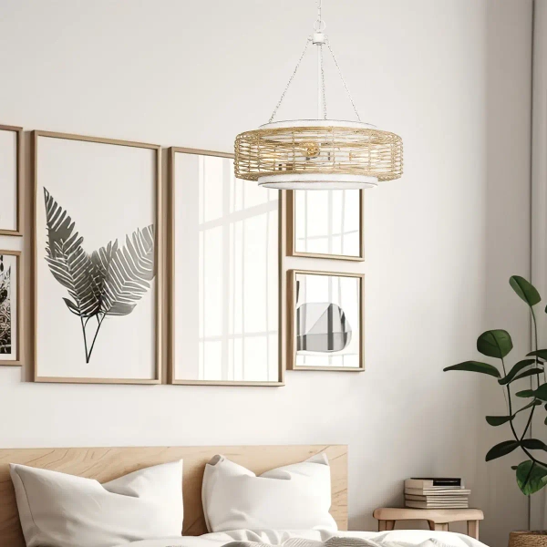 Boho wisząca lampa Waylon QZ-WAYLON-4P-AWH naturalna lina