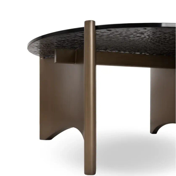 Ława kawowa MANTA MM001501100395 czarna złota metal szkło 80cm