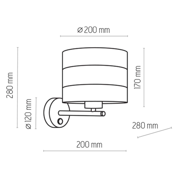 Ażurowy kinkiet tuba Tago 3210 TK Lighting okrągła z tkaniny czarna złota