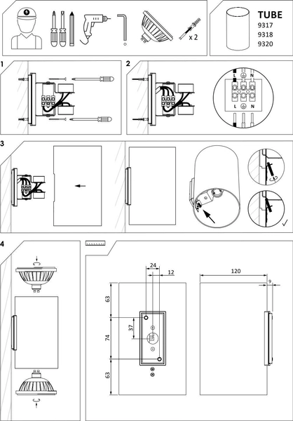 Kinkiet LAMPA ścienna TUBE 9318 Nowodvorski metalowa OPRAWA tuba grafitowa