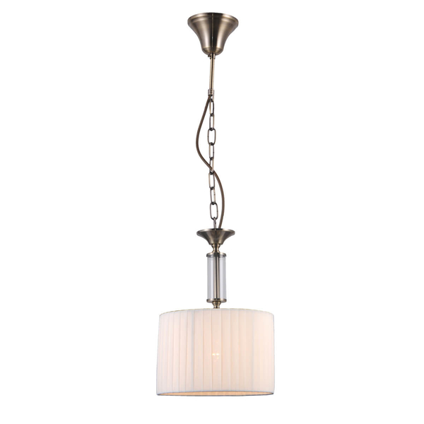 Antyczna LAMPA wisząca FERLENA PND-28343-1 Italux abażurowa OPRAWA zwis na łańcuchu brąz biały