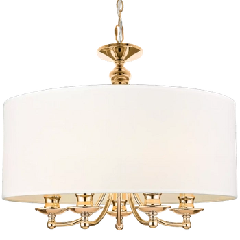 Abażurowa lampa wisząca Abu Dhabi na łańcuchu biały złoty
