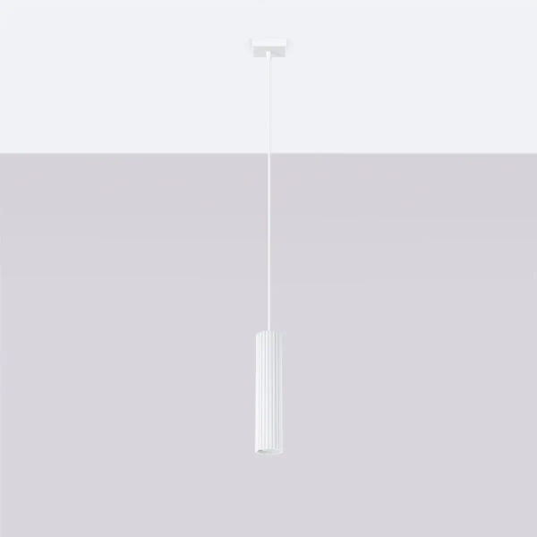 Podłużna lampa wisząca Karbon SL.1535 minimalistyczna tuba biała OUTLET