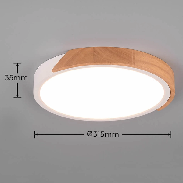 Okrągły plafon Jano R67201131 RL Light LED 20W 3000K drewniany biały