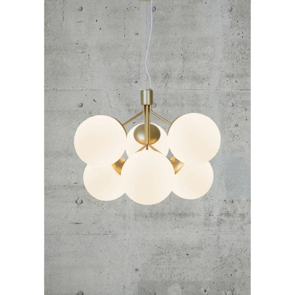 Wisząca lampa kulista IVONA 2112163035 szklana do salonu mosiądz biały