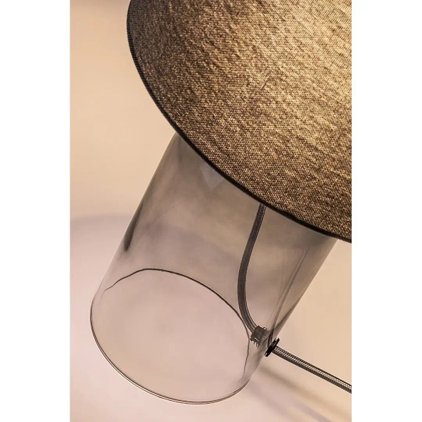 Designerska lampa na stolik Luxin 74047 na kablu szklana szary