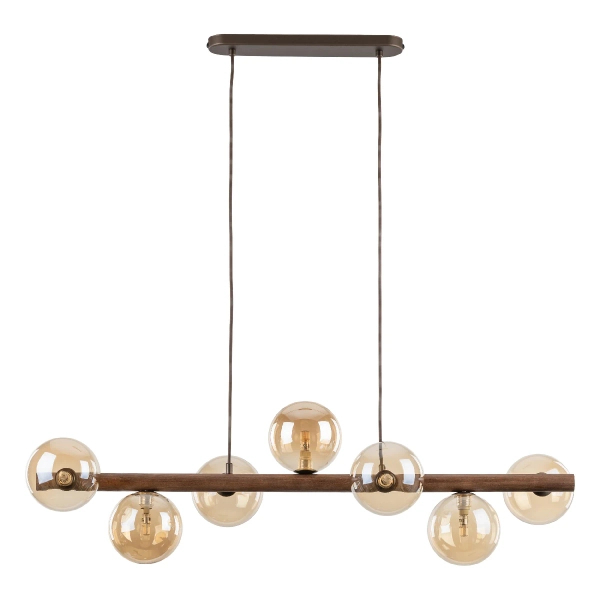 Molekułowa lampa wisząca Estera Wood 11096 na belce bursztynowy brązowy