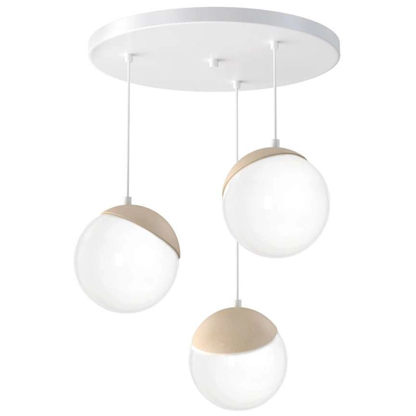 Loftowa LAMPA wisząca SFERA WOOD MLP5425 Milagro skandynawska OPRAWA szklane kule ZWIS kaskada biała drewno