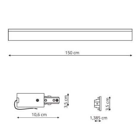 Szynoprzewód sufitowy 1,5m LP-571/150CM BK Light Prestige 1-fazowa natynkowa listwa 230V czarna