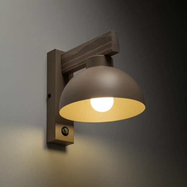 Skandynawska nocna lampa Oslo Sabia 11009 drewniana brązowy