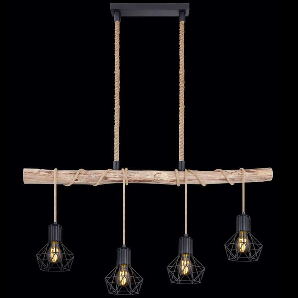 LAMPA wisząca PRISKA 54017-4HH Globo skandynawska OPRAWA belka ZWIS klatki brązowe czarne