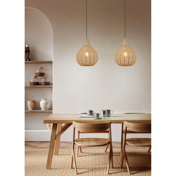 Salonowa lampa wisząca JANNE 366790136 pleciona japandi beżowa