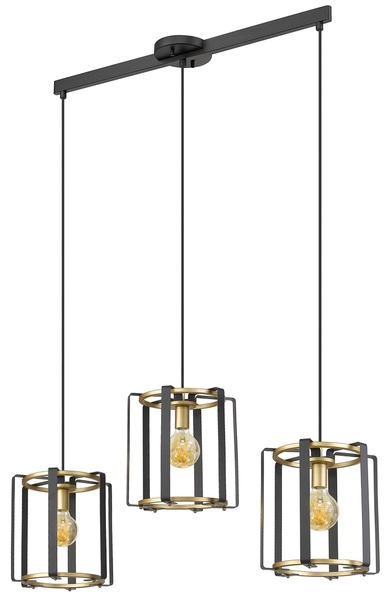 Wisząca lampa potrójna Primero PND-44003-3-BK-GD złota czarna