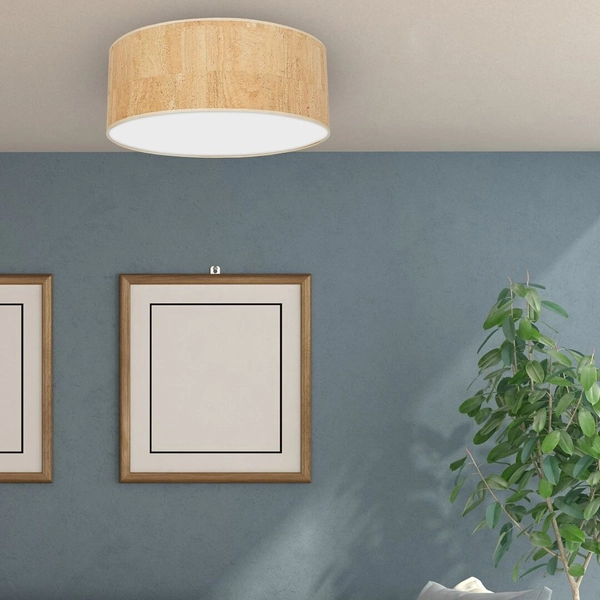 Okrągła lampa sufitowa Lino MLP7521 plafon nad stół biała drewno