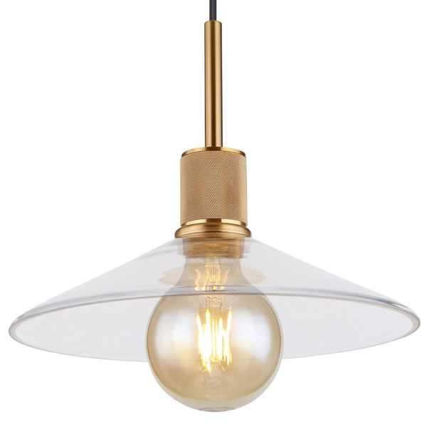 Wisząca LAMPA industrialna ADARA 15461H Globo szklana OPRAWA loftowy zwis przezroczysty mosiądz