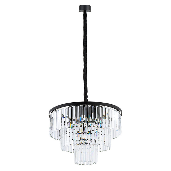 Lampa wisząca Cristal 7616 kryształy zwis przezroczysty czarny