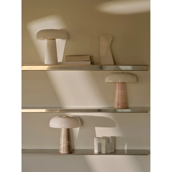 Stołowa lampka nocna Glossy 2520015009 marmurowa beżowa biała