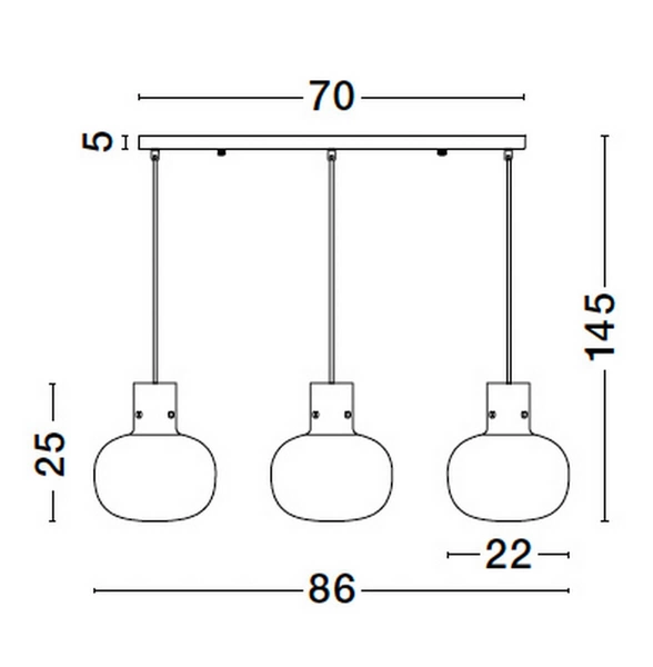 3-punktowy żyrandol pokojowy Padre loft czarny przydymiony