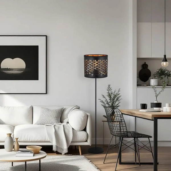 Ażurowa podłogowa lampa Morgan ML2237 do salonu do czytania czarny