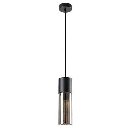 Wisząca lampa loft RONNO 72051 tubka szklana przydymiona czarna