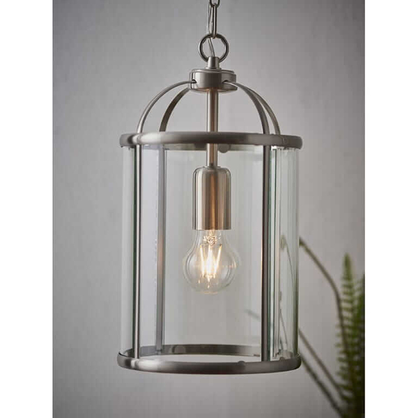 Metalowa lampa wisząca Lambeth 70323 Endon do pokoju srebrna przezroczysta